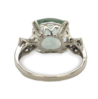 14k White Gold Genuine Natural Prasiolite Green Amethyst Ring Size 7.25 (#J7087)