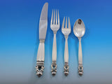 Acorn by Georg Jensen Danish Sterling Silver Flatware Set for 12 Dinner 91 pcs