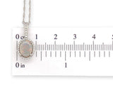 Platinum Australian Genuine Natural Opal and Diamond Pendant with Chain (#J7523)
