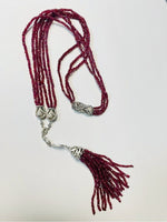14k White Gold 163 Carats Genuine Natural Ruby Bead Necklace (#J5340)
