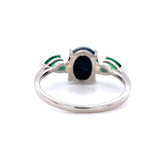 Platinum 1.95 Carat Genuine Natural Black Opal and Emerald Ring Jewelry (#J5633)