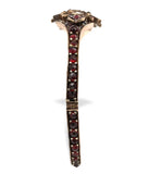 Genuine Natural Bohemian Garnet Bangle Bracelet with Rosette Center (#J7247)