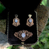 Victorian Opal Demi Parure 14k Rosey Yellow Gold Earrings and Pin (#J6885)