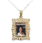 14k Yellow Gold Picture Frame Pendant with Chain Jewelry (#J7261)