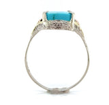 10k Gold Genuine Natural Turquoise Ring w/ Rose and Green Gold Flowers (#J6565)