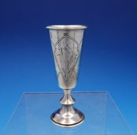 Russian .875 Silver Cordial Cup Engraved with Diamond Shapes 3 1/8" Tall (#4333)