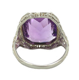 14k Gold Filigree Art Deco Large 7.90 Carat Genuine Natural Amethyst Ring #J7016