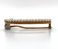 14k Gold Oval Flower Pin with Diamonds and Seed Pearls Applied Leaves (#J6253)