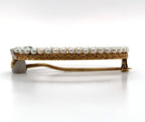 14k Gold Oval Flower Pin with Diamonds and Seed Pearls Applied Leaves (#J6253)