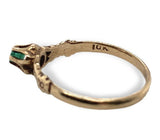 Victorian 10k Yellow Gold Genuine Natural Emerald Buttercup Ring Size 6 (#J7070)