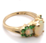 14k Yellow Gold Ring with Australian Opals and Green Tsavorite Garnets (#J6457)