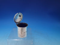 Lebolt Sterling Silver Mustard Pot Hammered Blue Glass Liner #496 (#6505)