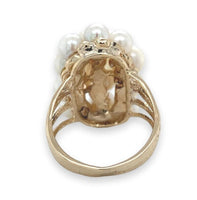 14k Yellow Gold Cocktail Ring with 16 Cultured Akoya Pearls Size 5.75 (#J7109)