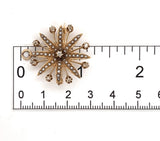 13k Yellow Gold Victorian Diamond and Seed Pearl Startburst Brooch Pin (#J7437)