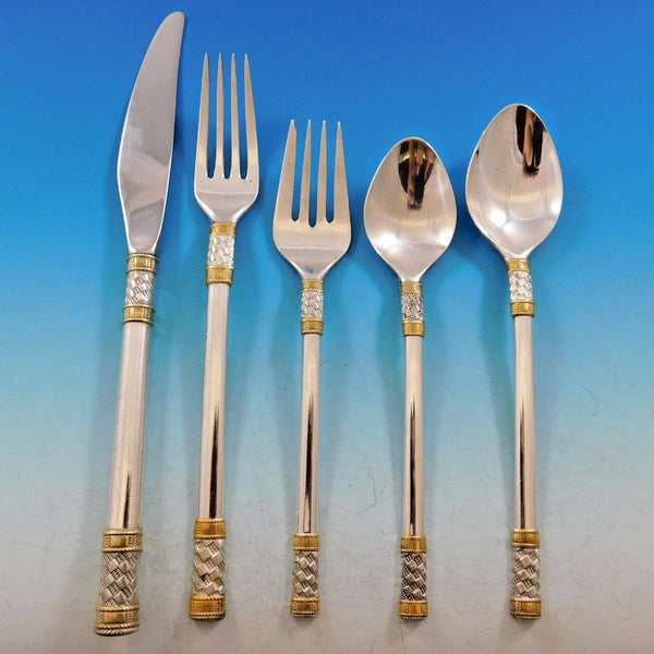 Aegean Weave Gold by Wallace Sterling Silver Flatware Set 8 Service 40 pieces