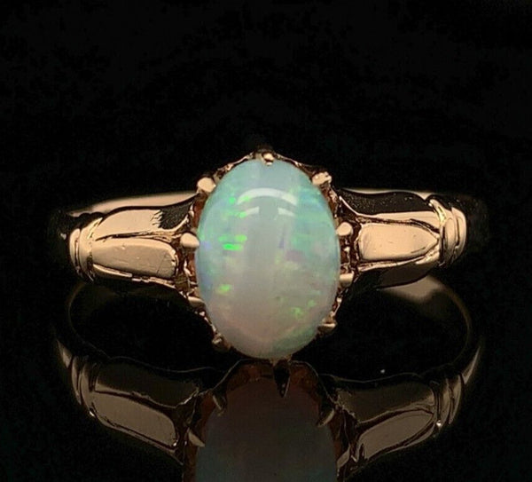 10k Rose Gold Australian Genuine Natural Opal Victorian Ring Size 6 (#J6783)