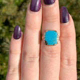 10k Rose Gold Ring with a 3.36 Carat Morenci Genuine Natural Turquoise (#J6563)