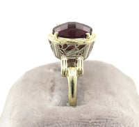 14k Yellow Gold 4.5ct Genuine Natural Rhodolite Garnet Filigree Ring (#J6149)