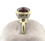 14k Yellow Gold 4.5ct Genuine Natural Rhodolite Garnet Filigree Ring (#J6149)