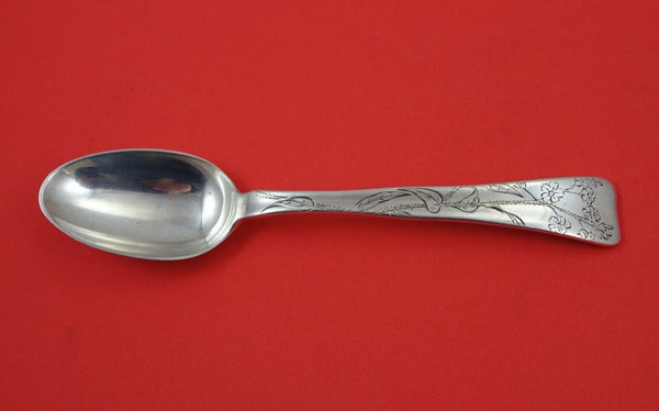 Lap Over Edge Acid Etched By Tiffany Sterling Place Soup Spoon w/ flowers 7"