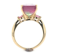 14k Gold 6.71 Carat Bi-Color Watermelon Genuine Natural Tourmaline Ring (#J6532)