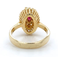 14k Yellow Gold Marquise Genuine Natural Ruby and Diamond Cocktail Ring (#J2748)