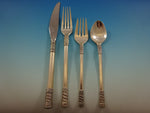 Aegean Weave Plain by Wallace Sterling Silver Flatware Set For 12 Service 55 Pcs