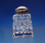 Norwegian Sterling Silver Glass Salt Pepper Shaker Set 2pc White Enamel (#6896)