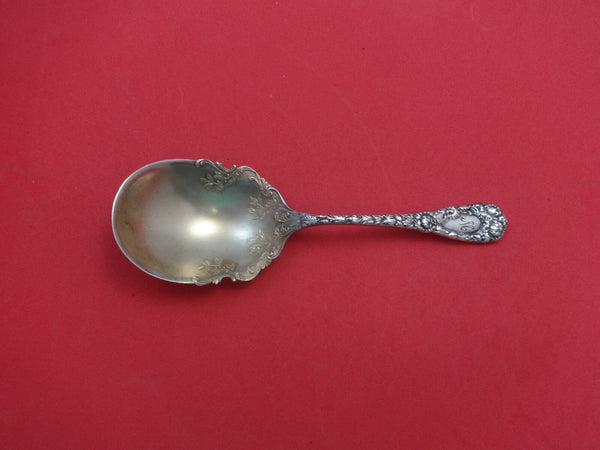 Chrysanthemum by Durgin Sterling Silver Berry Spoon GW Made by Shreve 8 3/8"