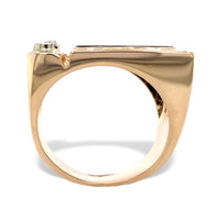 14k Yellow Gold Men's Modern Genuine Natural Black Onyx Diamond Ring (#J7306)