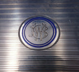 Austrian .750 Silver Card Case Engine Turned with Blue and White Enamel (#2796)