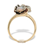 10k Yellow Gold Bypass Ring with Australian Opals in Flower Settings (#J7400)