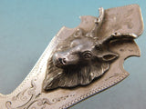Saxon Stag by Duhme Coin Silver Fish Server Gold Washed B.C. 12 1/2" 3D