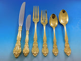 Vivaldi by Alvin Sterling Silver Flatware Set For 6 Service 72 pcs Vermeil Gold