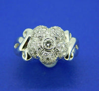 18k White Gold Genuine Natural Diamond Flower Ring 3/4ct (#J1778)