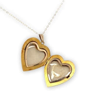 10k Yellow Gold Locket with Rose Gold Flowers and Bow w/ 14k Gold Chain (#J6673)