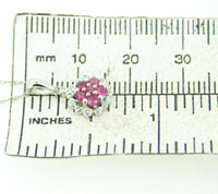 14k White Gold Genuine Natural Ruby and Diamond Round Halo Pendant (#J5088)