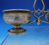 French .950 Silver Master Salt Caddy with Two Vermeil Bowls Cast Handle (#3907)