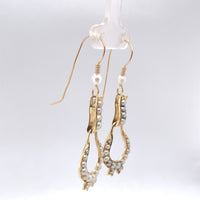 14k Yellow Gold Vintage Seed Pearl Dangle Drop Earrings Jewelry (#J6265)
