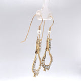 14k Yellow Gold Vintage Seed Pearl Dangle Drop Earrings Jewelry (#J6265)