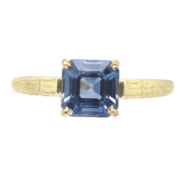 14k Gold 1.44 Carat Asscher Cut Ceylon Genuine Natural Sapphire Ring (#J6805)