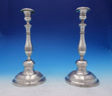Portuguese .800-.850 Silver Candlestick Pair with Bands Handwrought (#3815)