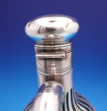 Gorham Sterling Silver Overlay Liquor Bottle with Green Glass - Barware (#9200)