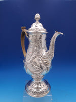 Irish Dublin 1775 Sterling Silver Coffee Pot Swans Birds Swags (#8390)