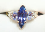 10k Gold Marquise 1.68ct Genuine Natural Tanzanite Ring with Diamonds (#J2643)
