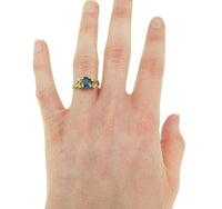 14k Gold 1.35 Carat Blue Genuine Natural Sapphire and Diamond Ring (#J403)