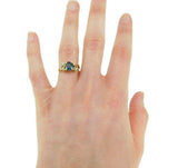 14k Gold 1.35 Carat Blue Genuine Natural Sapphire and Diamond Ring (#J403)