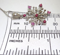 14k Gold Pink Genuine Natural Sapphire Snowflake Pendant (#J229)