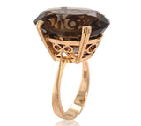 18k Ring with Large Oval Genuine Natural Smoky Quartz Size 6.75 (#J6606)