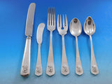 Lebolt Sterling Silver Flatware Set Chicago 76 pcs Arts & Crafts R monogram